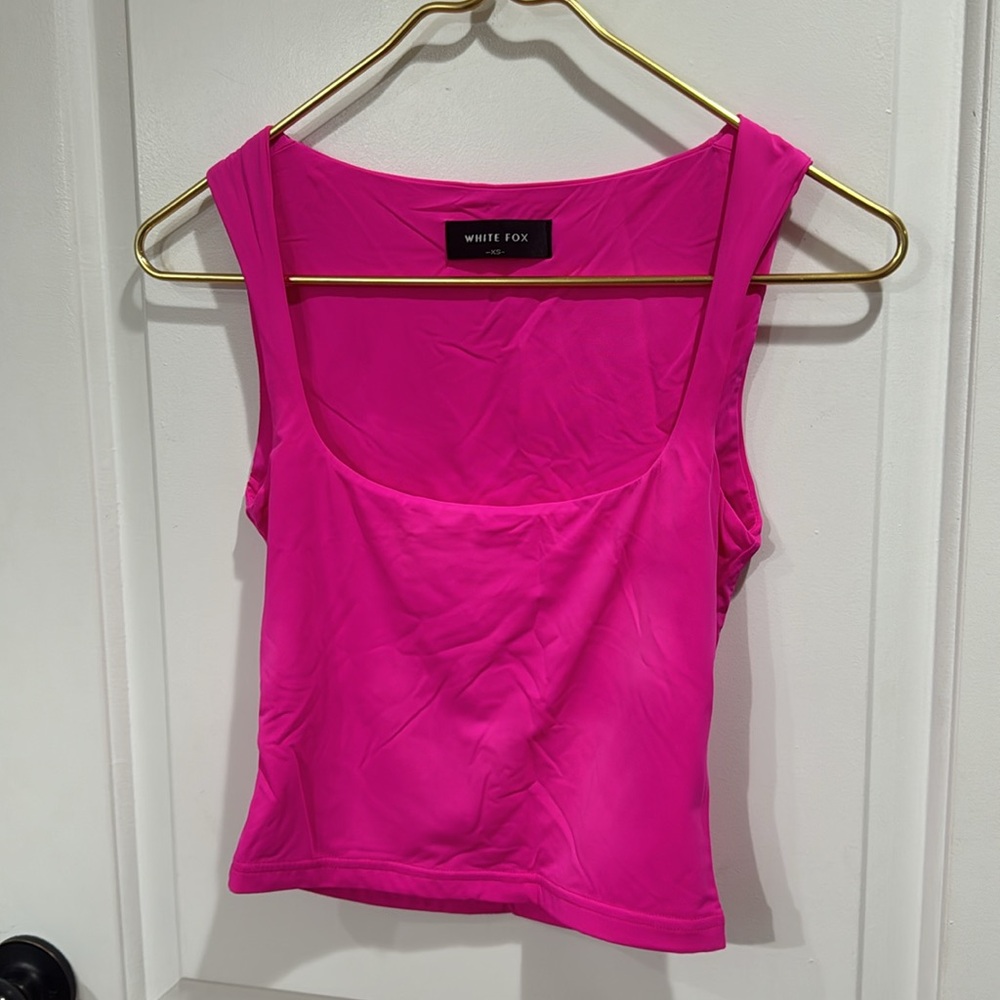 WHITE FOX NEON HOT PINK CROP TANK TOP XS - Picture 4 of 6